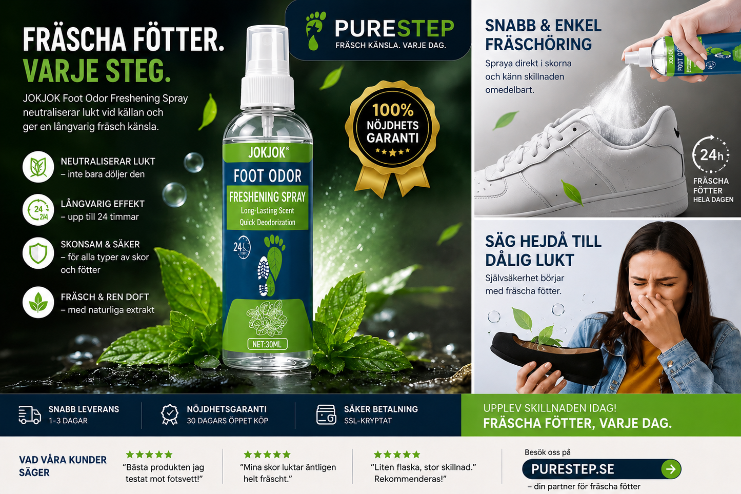 PURESTEP Foot Odor Spray – 24h Fräschhet